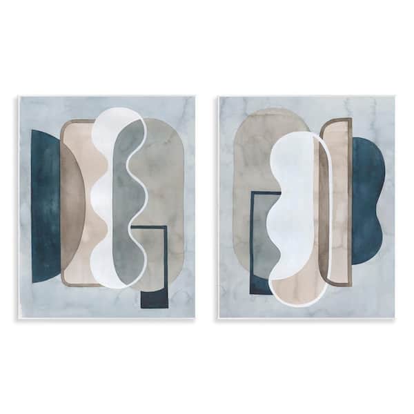 Stupell Industries Wavy Retro Contemporary by Grace Popp 2 Pieces Unframed Abstract Graphic Art Print 14 in. x 11 in.