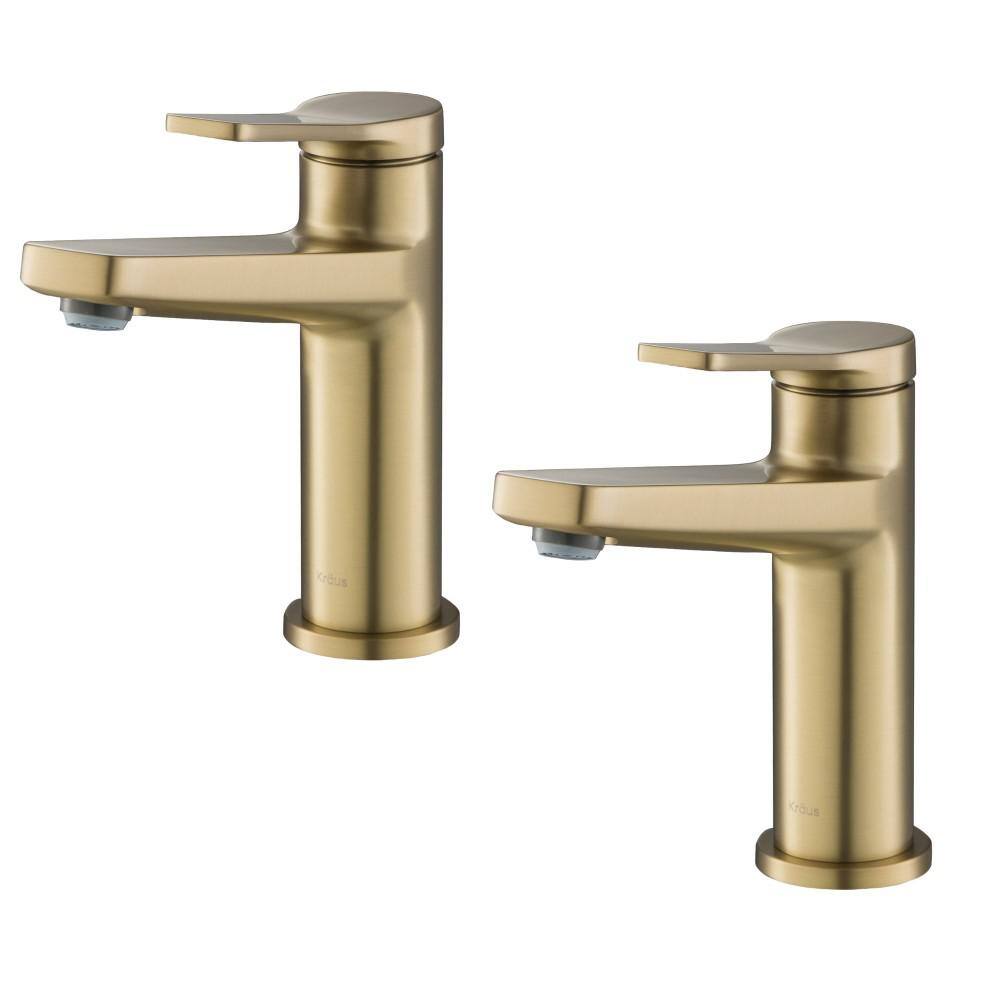 Brushed Gold Stainless Steel Single Handle Bathroom Faucet Set
