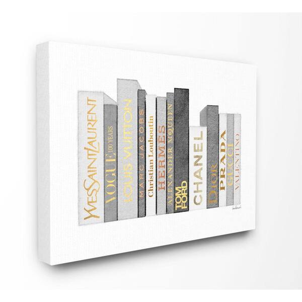 Stupell Industries "Fashion Designer Bookstack Grey Gold Watercolor "by Amanda Greenwood Canvas Wall Art 24 in. x 30 in.