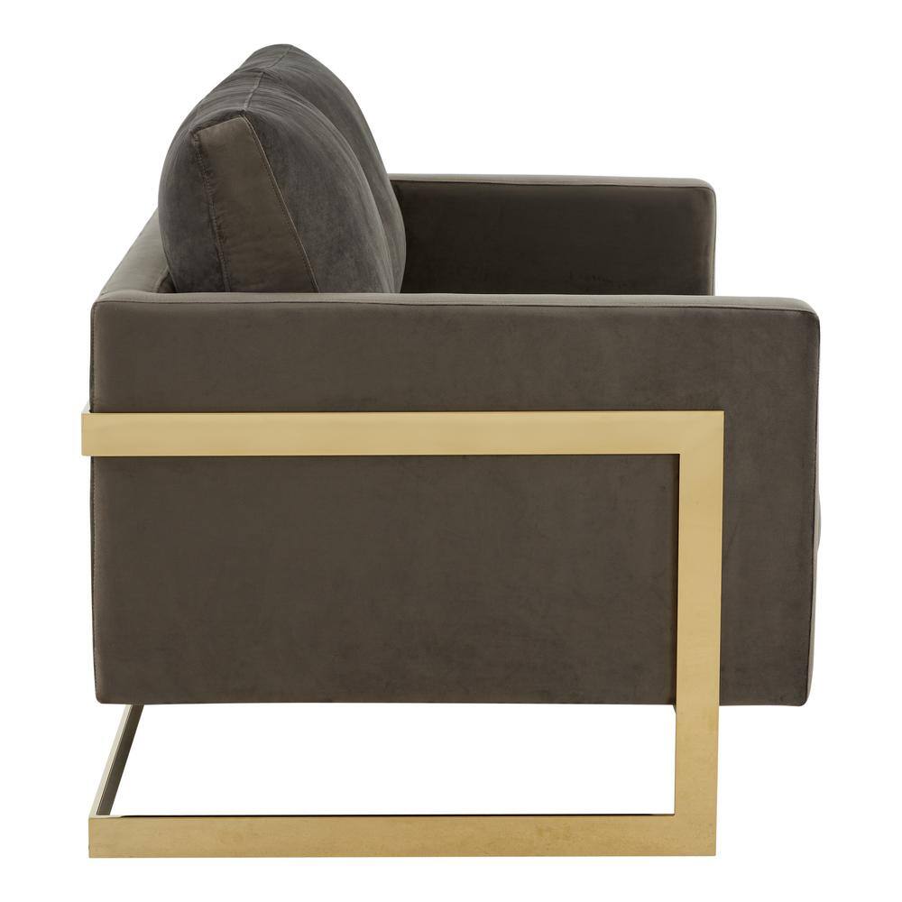 Lincoln Dark Grey Velvet Loveseat with Gold Frame