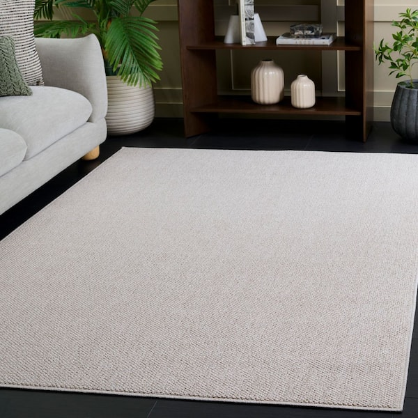 Highland Plain 5 ft. x 8 ft. Light Beige/Ivory Solid Color Area Rug