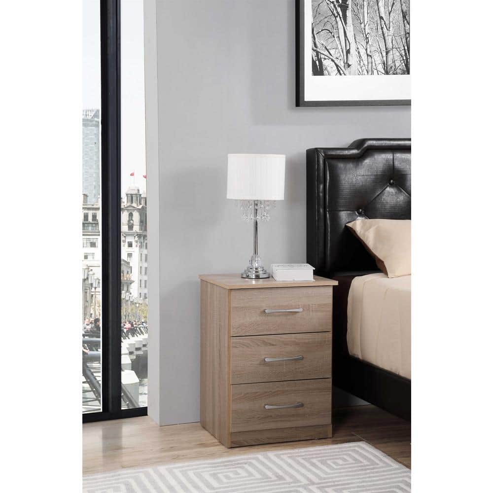 Boston 3-Drawer Sandalwood Nightstand (24 in. H x 18 in. W x 16 in. D)