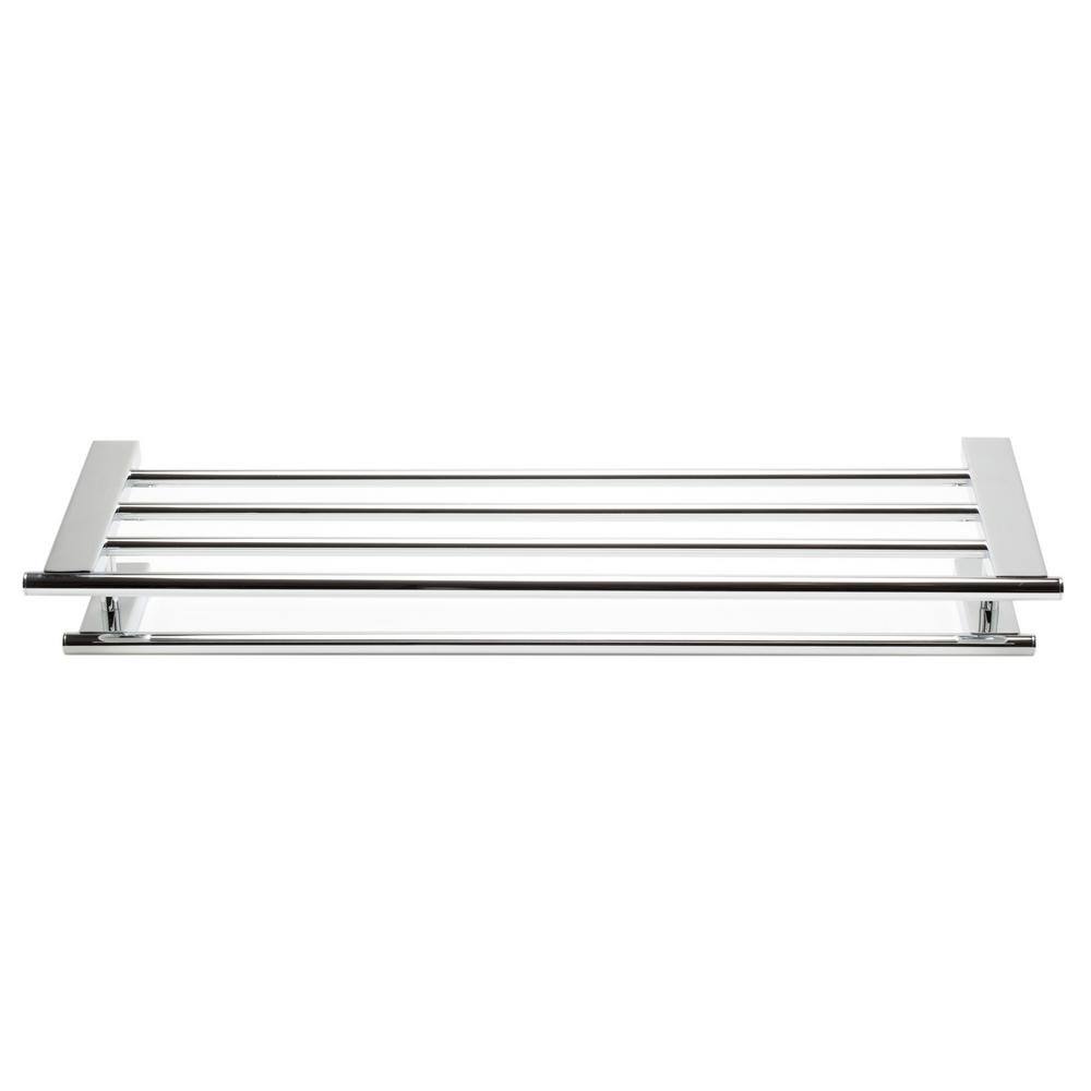 Polished Chrome 26" Wall Mounted Towel Rack with Shelf