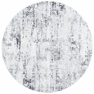 Amelia Ivory/Gray 5 ft. x 5 ft. Abstract Distressed Round Area Rug