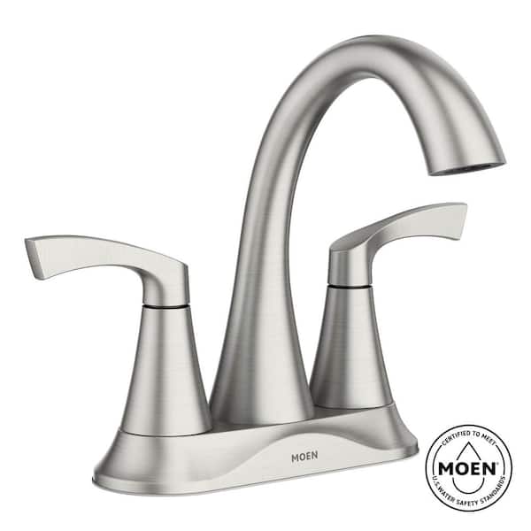 MOEN Korek 4 in. Centerset 2-Handle Bathroom Faucet in Spot Resist Brushed Nickel