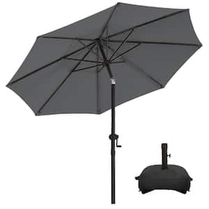 10 ft. Aluminum Patio Umbrella Market Umbrella, Fade Resistant and Base Included in Dark Grey