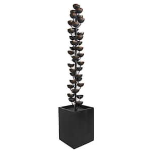 Tall Multi-Level Zinc Metal Stacked Cups Waterfall Fountain