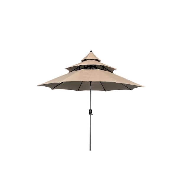living accents offset 9 ft tiltable taupe patio umbrella Cantilever providing ample shade for patios Living Accents 9 ft. Tiltable