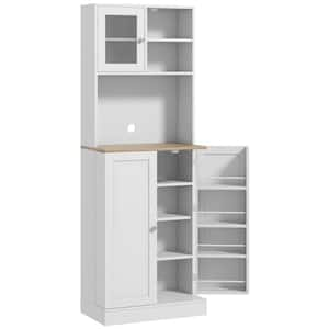 66.5 in. Wood Pantry Organizer with Hutch, 8 Door Shelves, Adjustable Shelves in White