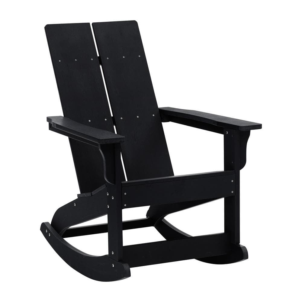 TAYLOR + LOGAN Black Plastic Outdoor Rocking Chair in Black RO497847