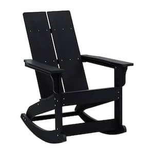 Black Plastic Outdoor Rocking Chair in Black