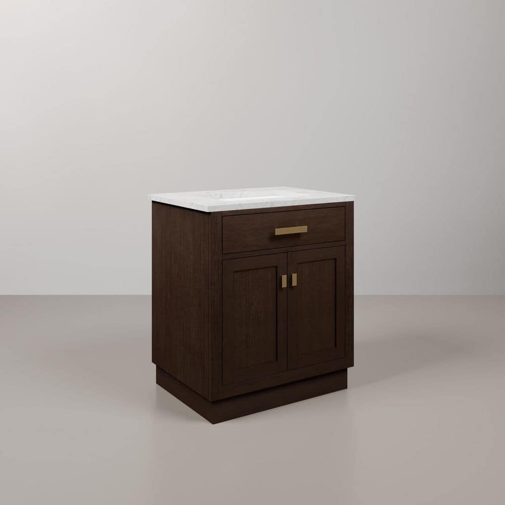 Chestnut Brown Oak Single Bathroom Vanity with Ceramic Sink