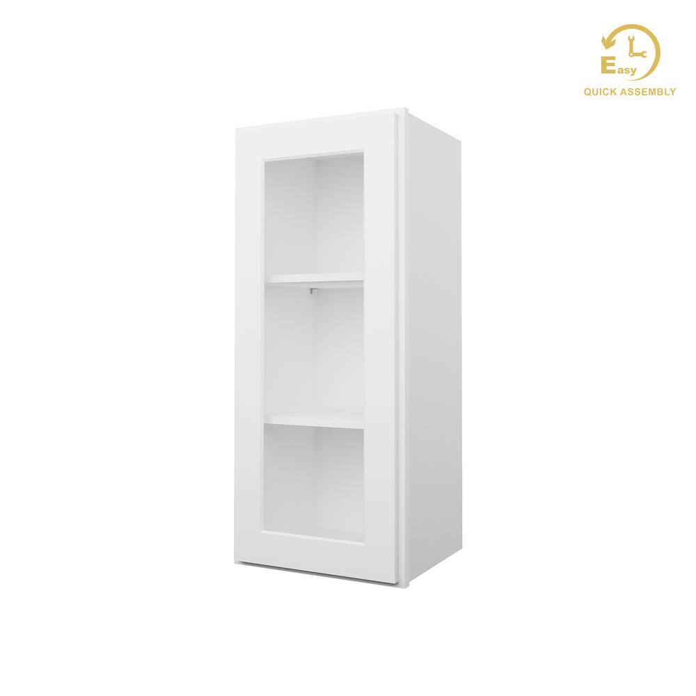 Easy DIY 15-in W x 12-in D x 36-in H in Shaker White Plywood Ready to Assemble Wall Kitchen Cabinet Glass NOT included price history on PriceWatchPro