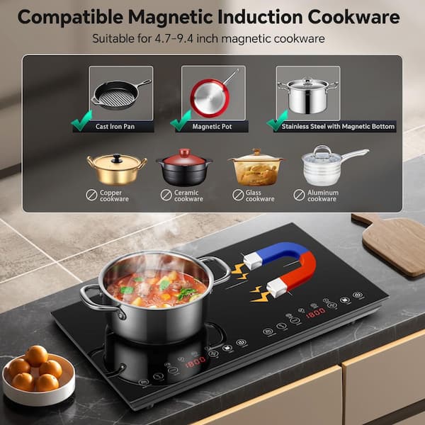 Amzgachfktch 24 in. 2-Burner Portable Induction Cooktop 1800W