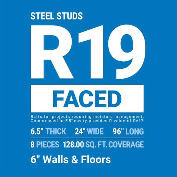 R-19 Kraft Faced Fiberglass Insulation Batt 24 in. x 96 in. (10-Bags)