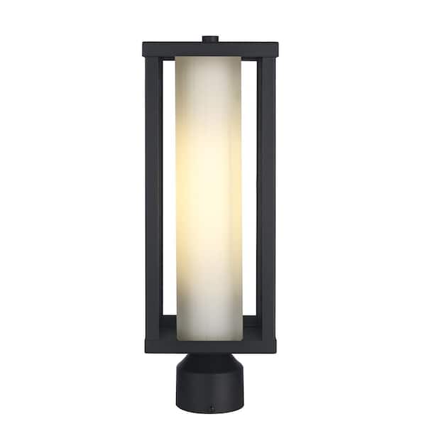 Bel Air Lighting Adler 1-Light Black Outdoor Lamp Post Light Fixture with Clear and Frosted Glass