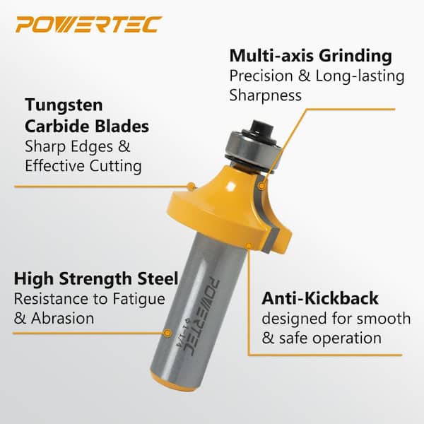 POWERTEC Rail Coping Sled with R3/8 in. Roundover Router Bit