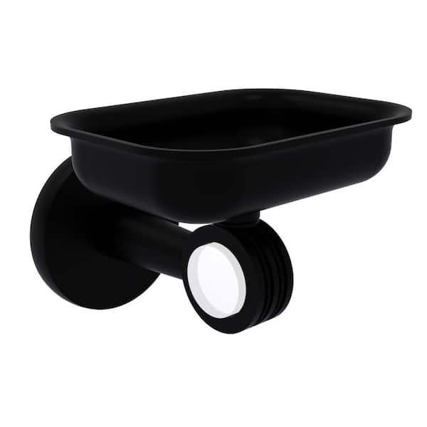Allied Brass Clearview Wall Mounted Soap Dish Holder with Dotted Accents in Matte Black