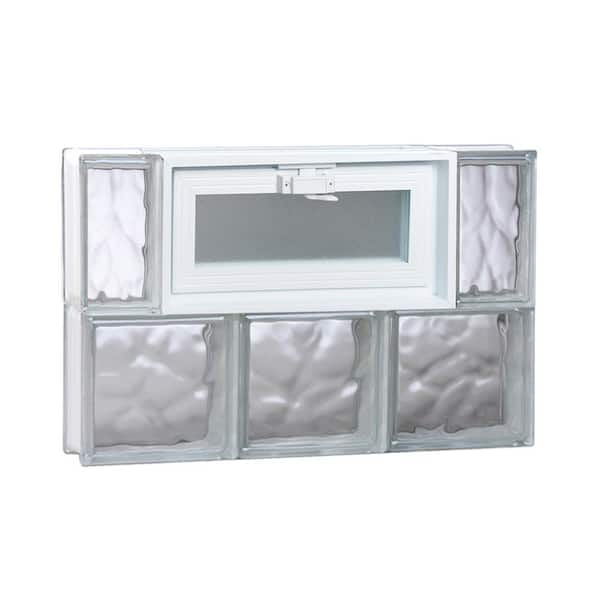 Clearly Secure 23.25 in. x 15.5 in. x 3.125 in. Frameless Wave Pattern Vented Glass Block Window
