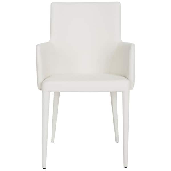 SAFAVIEH Summerset 24 in. White Faux Leather Arm Chair