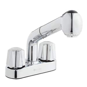 4 in. Centerset 2-Handle Pull-Out Sprayer Laundry Faucet in Chrome