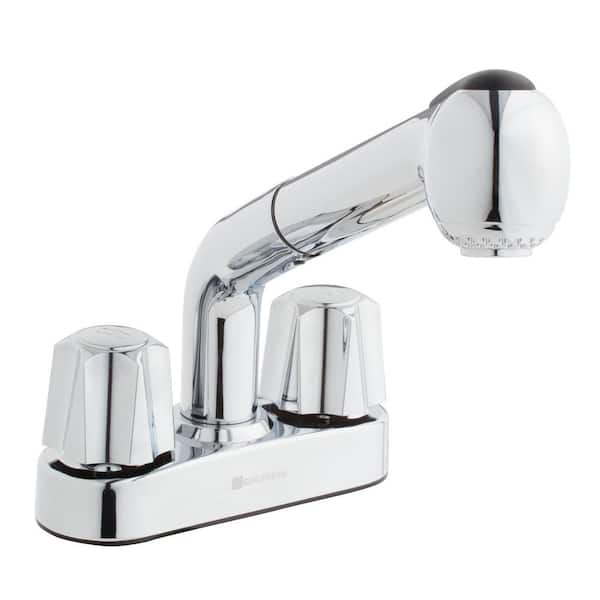 Glacier Bay 4 in. Centerset 2-Handle Pull-Out Sprayer Laundry Faucet in Chrome