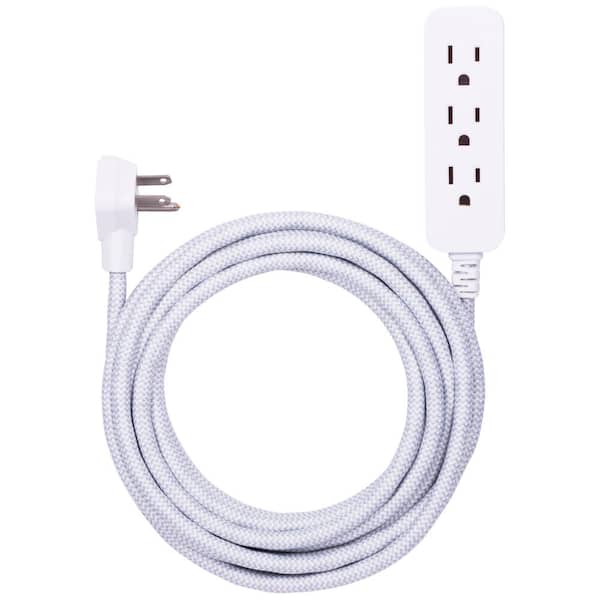 GE 15ft Pro Braided Extension Cord With Surge Protection Power Plug 3 Outlets 