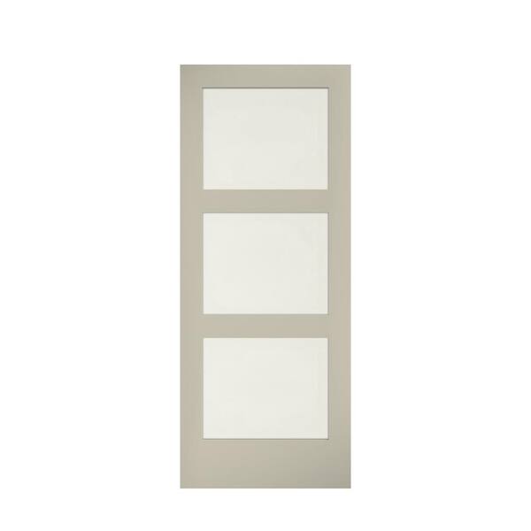 Eightdoors 36 In X 84 In 3 Frosted Glass Solid Core White Finished Interior Barn Door Slab