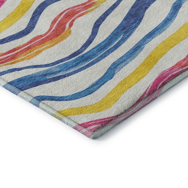 Mayfield Premium Machine Washable Abstract AMF1581 Ivory 2 ft. 3 in. x 7 ft. 6 in. Runner Rug