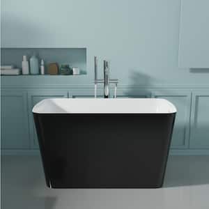 Modern 47 in. Acrylic Rectangular Freestanding Flatbottom Bathtub in. Black with cUPC Certificated