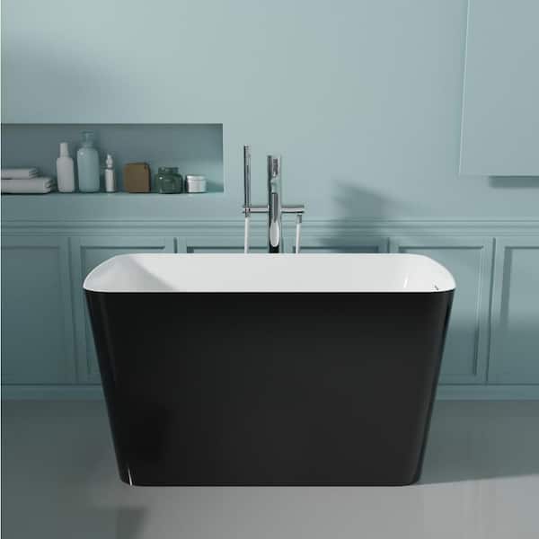 UPIKER Modern 47 in. Acrylic Rectangular Freestanding Flatbottom Bathtub in. Black with cUPC Certificated