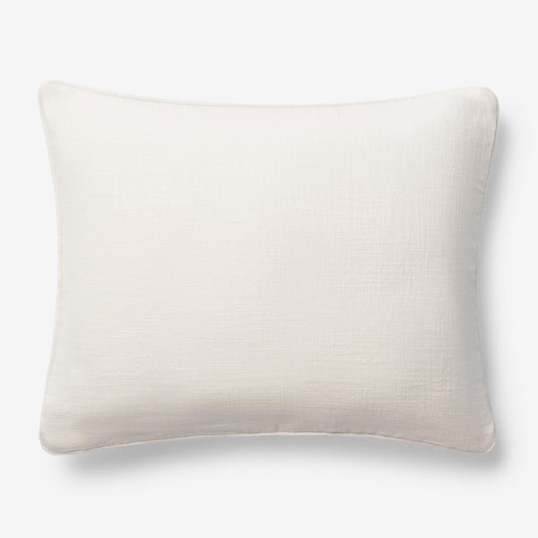 The Company Store Concord Cotton Twill Ivory Solid 16 in. x 24 in. Large Boudoir Throw Pillow Cover