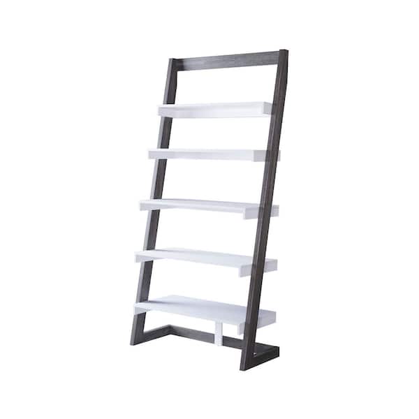 Furniture of America Kurtis 70.75 in. Gray 5-Shelves Ladder Bookcase