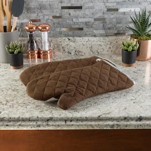 Quilted Cotton Chocolate Heat/Flame Resistant Oversized Oven Mitts (2-Pack)
