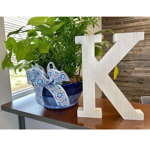 16 in. Distressed White Wash Wooden Initial Letter K Specialty Sculpture