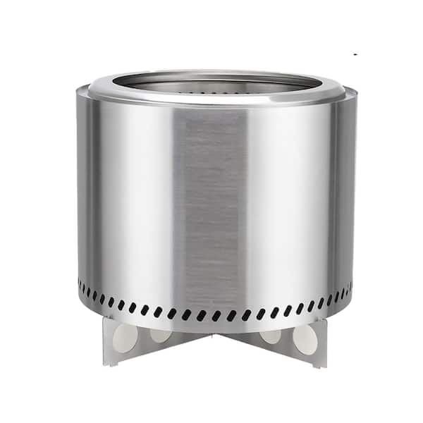 Boosicavelly 19 in. Silver Steel Portable Fire Pit with Flame Ring, Cross Base and Ash Tray