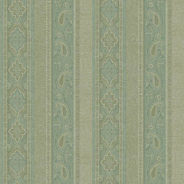 Chesapeake Emerson Aqua Paisley Stripe Wallpaper Sample