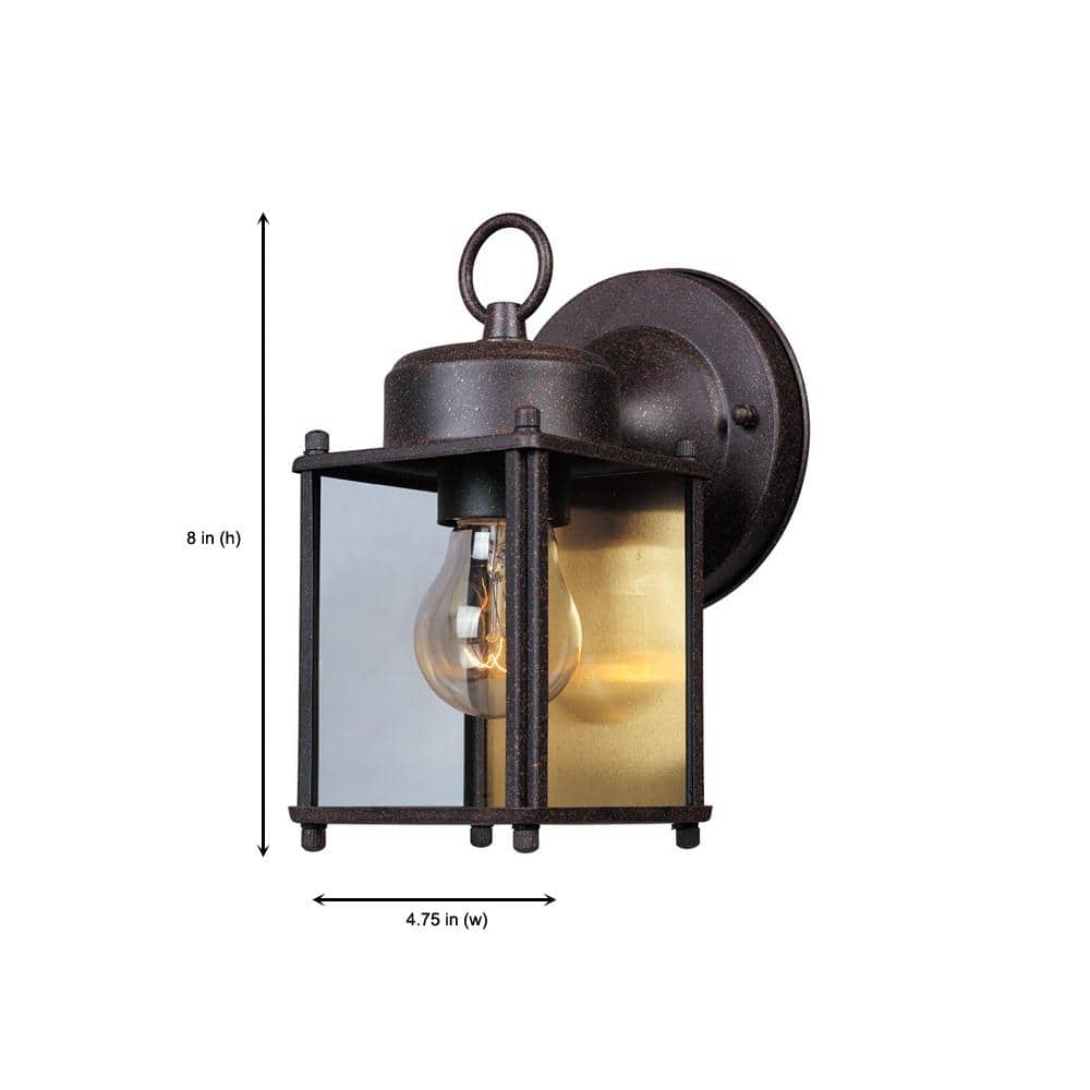 Rust Patina Dimmable Outdoor Lantern Sconce with Clear Glass