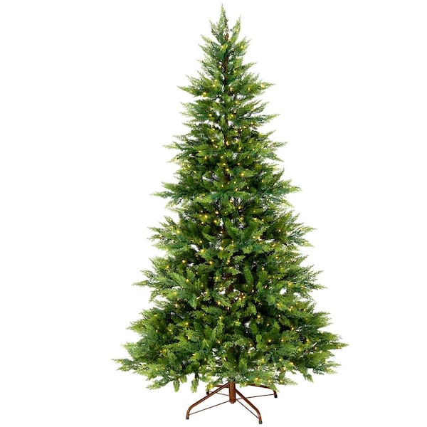 Unbranded 7.5 ft. Festive Fern Artificial Christmas Tree with Clear Lights