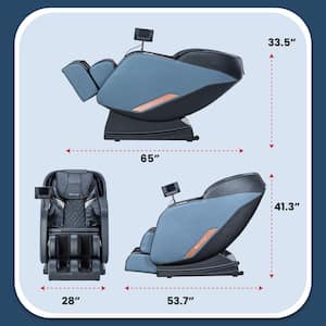 Ennis Black Leatherette Massage Chair With L-Track, Zero Gravity, Bluetooth, USB Ports, Footrest Extension