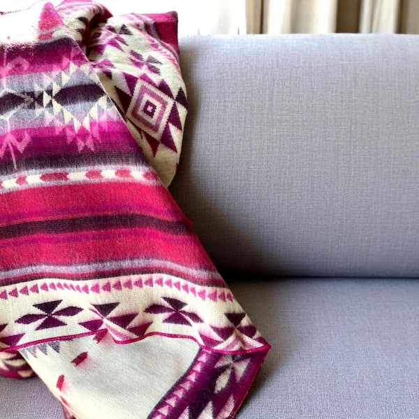 HomeRoots Cream, Navy Blue, Pink Southwestern Mod Acrylic Throw