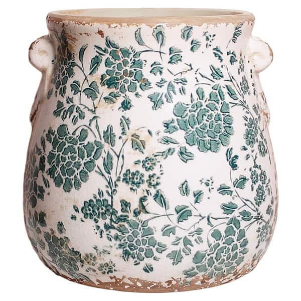 6.68" Rustic Farmhouse Ceramic Flower Pots with Drainage Hole for Indoor/Outdoor Decor