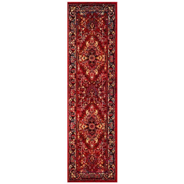 SAFAVIEH Cherokee Red/Fuchsia 2 ft. x 8 ft. Border Runner Rug