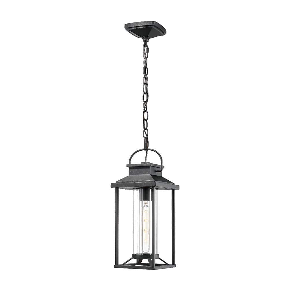 1-Light Black Aluminum Outdoor Weather Resistant Post Light with No Bulb In