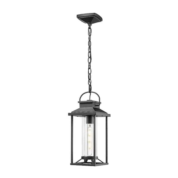 1-Light Black Aluminum Outdoor Weather Resistant Post Light with No Bulb Included, Hanging Pendant Light (1-Pack)