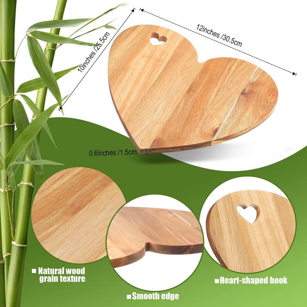 Heart Shaped Natural Brown Acacia Wood Cutting Board