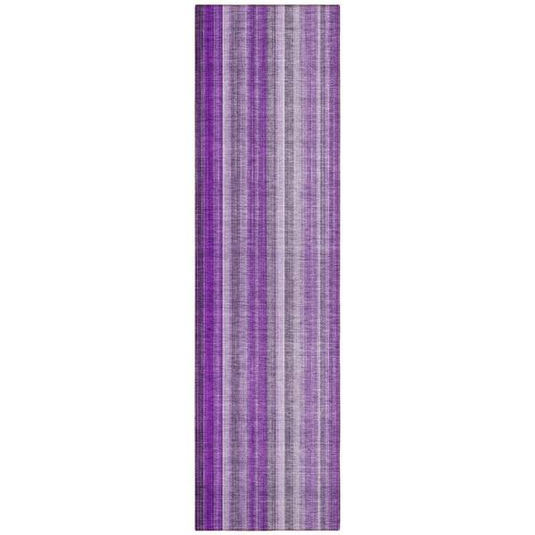 HomeRoots Purple 2 ft. x 8 ft. Woven Striped Runner Indoor/Outdoor Area ...