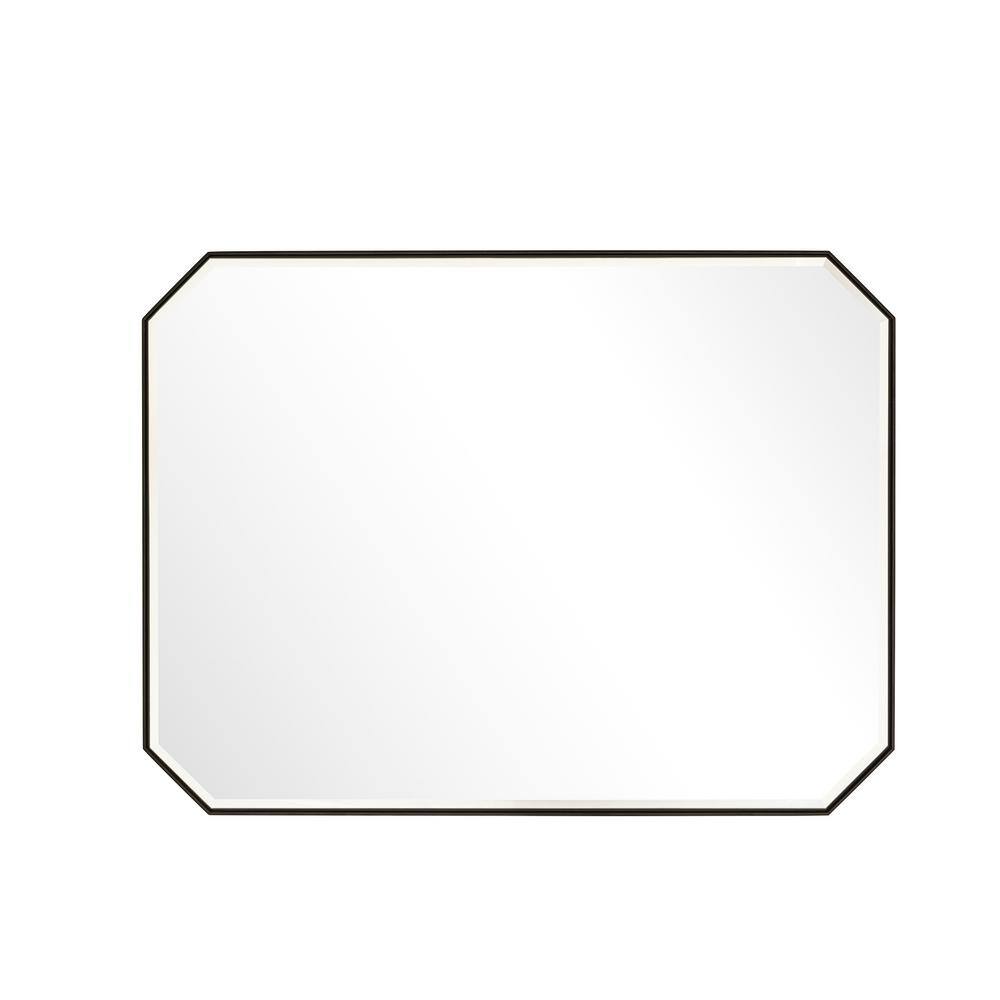 Rohe 40" x 30" Matte Black Octagon Beveled Vanity Mirror