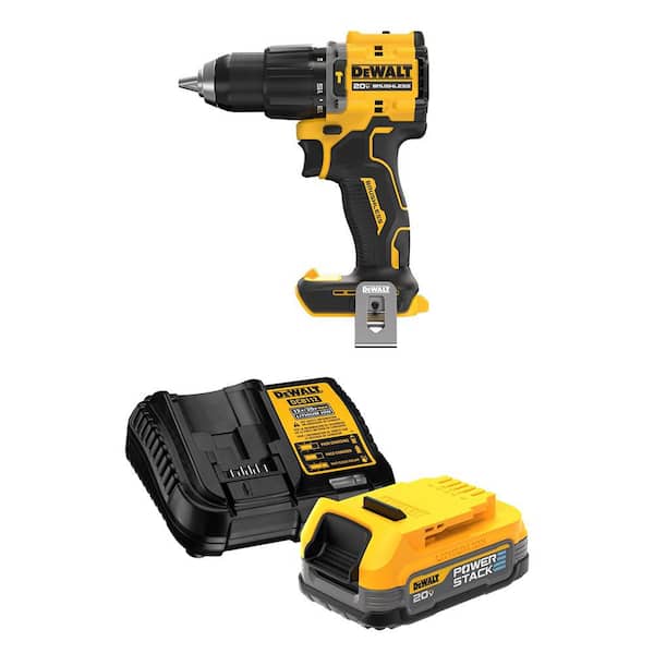 ATOMIC 20V MAX Lithium-Ion Brushless Cordless 1/2 in. Hammer Drill with 20V MAX XR POWERSTACK 1. 7Ah Battery and Charger