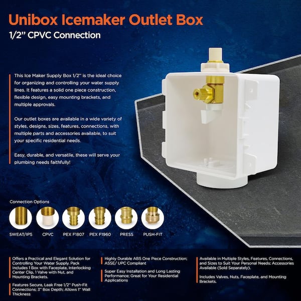 Oatey Quadtro 1/2 In. X 1/2 In. PEX Compatible Washing Machine Outlet - Foto 5